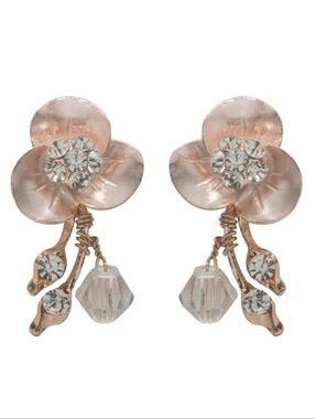 David Tutera Bridal Crystal & Gold Tone Flower Earrings